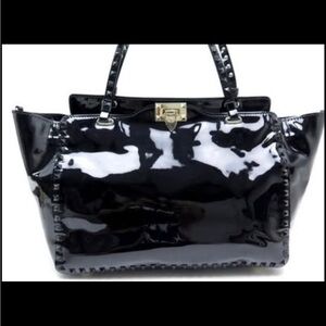 Black Patent Leather Tote Bag valentino bag